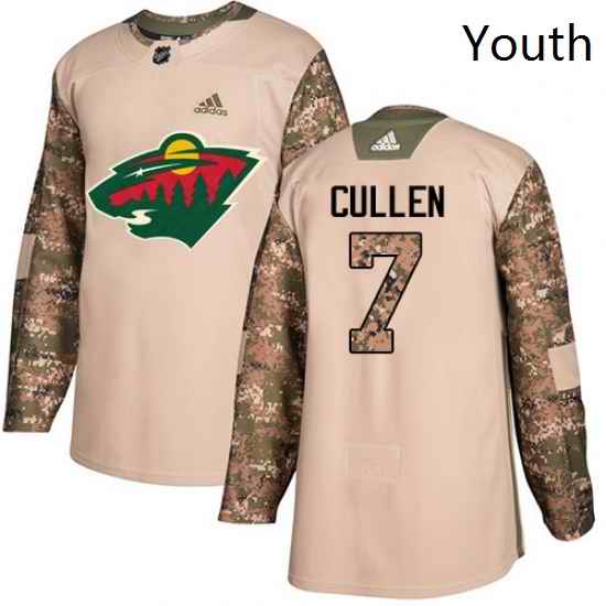 Youth Adidas Minnesota Wild 7 Matt Cullen Authentic Camo Veterans Day Practice NHL Jersey